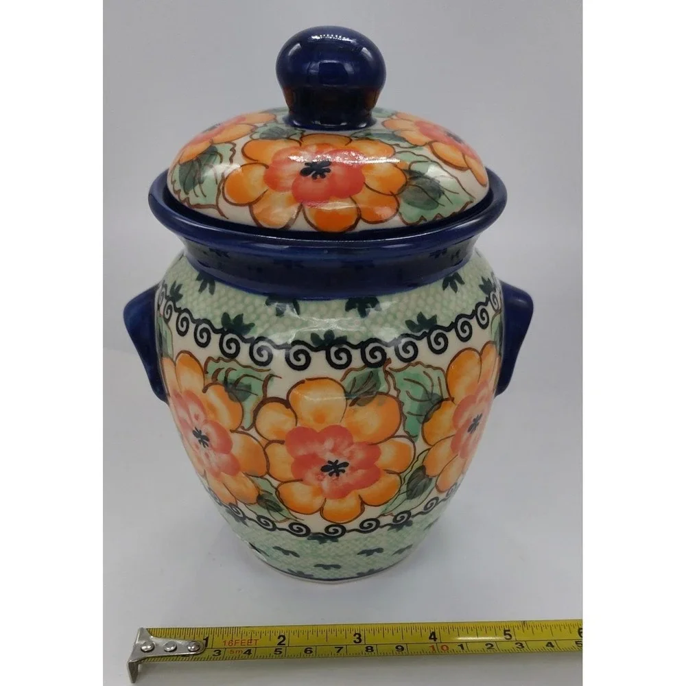 Polish Pottery Stoneware Boleslawiec Unikat Poland Canister Jar ~Jolanta Okraska